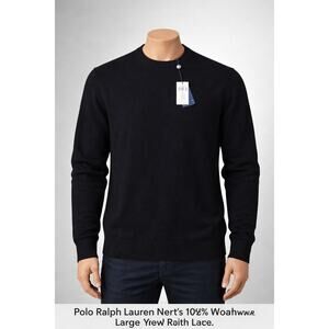 Polo Ralph Lauren Men’s 100% Merino Wool Crewneck Sweater Large Black‎ NWT $198